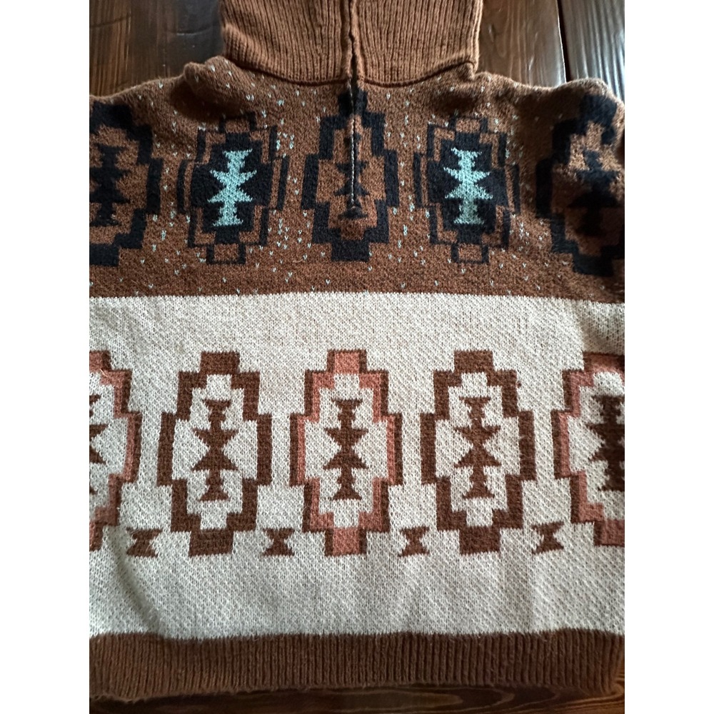 Brown Teal Southwestern Quarter Zip Sweater XE202311639 Small - Picture 4 of 10